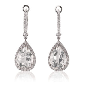 beautiful diamond gemstone cushion cut pear shape teardrop drop dangle diamond earrings